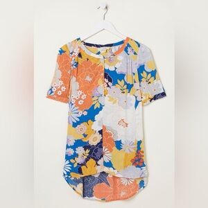 Fat Face Floral Blouse Top Size 12 Flowy Summer Colorful